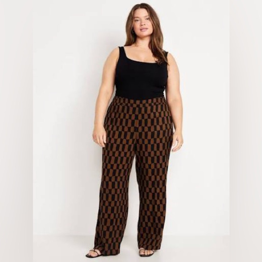 Old Navy Black and Brown Checkered Wide Leg Pants